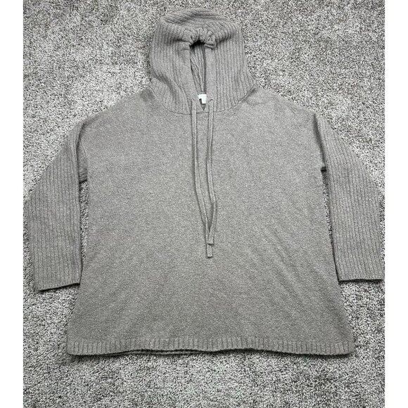 Pure‎ Jill Hoodie Sweater Womans M Gray Knit Ribbed Cozy Soft Pullover - Picture 1 of 9